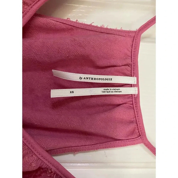 Anthropologie Women's Textured Pink Cami Spaghetti Strap Tank Top Size XS - Picture 4 of 6
